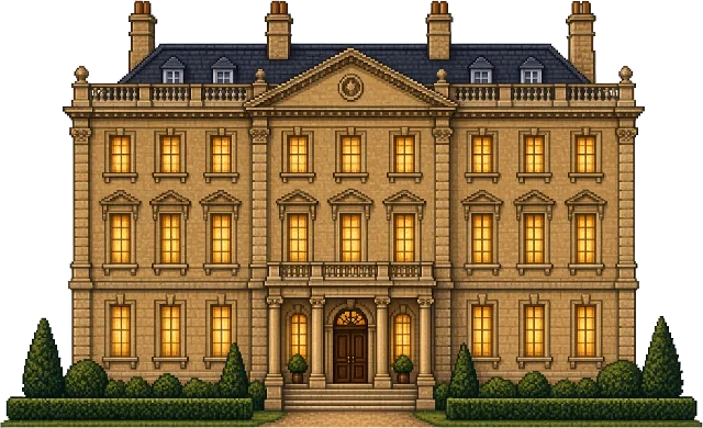 The manor, in pixel art